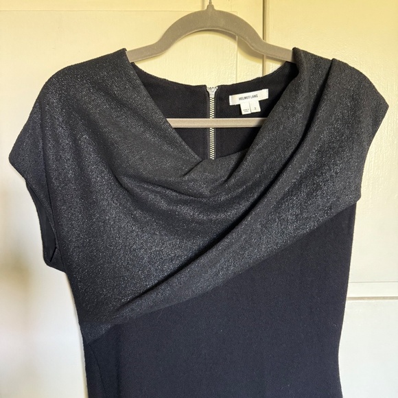 Helmut Lang Black Wool Asymmetrical Dress Size 2 LBD - Picture 2 of 11
